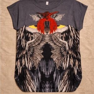 Graphic Short Sleeve Tee - Gray and Red “Pheonix Winged Graphic T”
